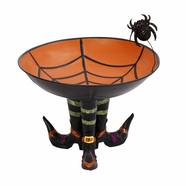 The Gerson Companies Gerson 11.25 x 11.25 x 9 in. Candy Bowl on Witch Boots Tabletop Decor Black & Orange 9081269